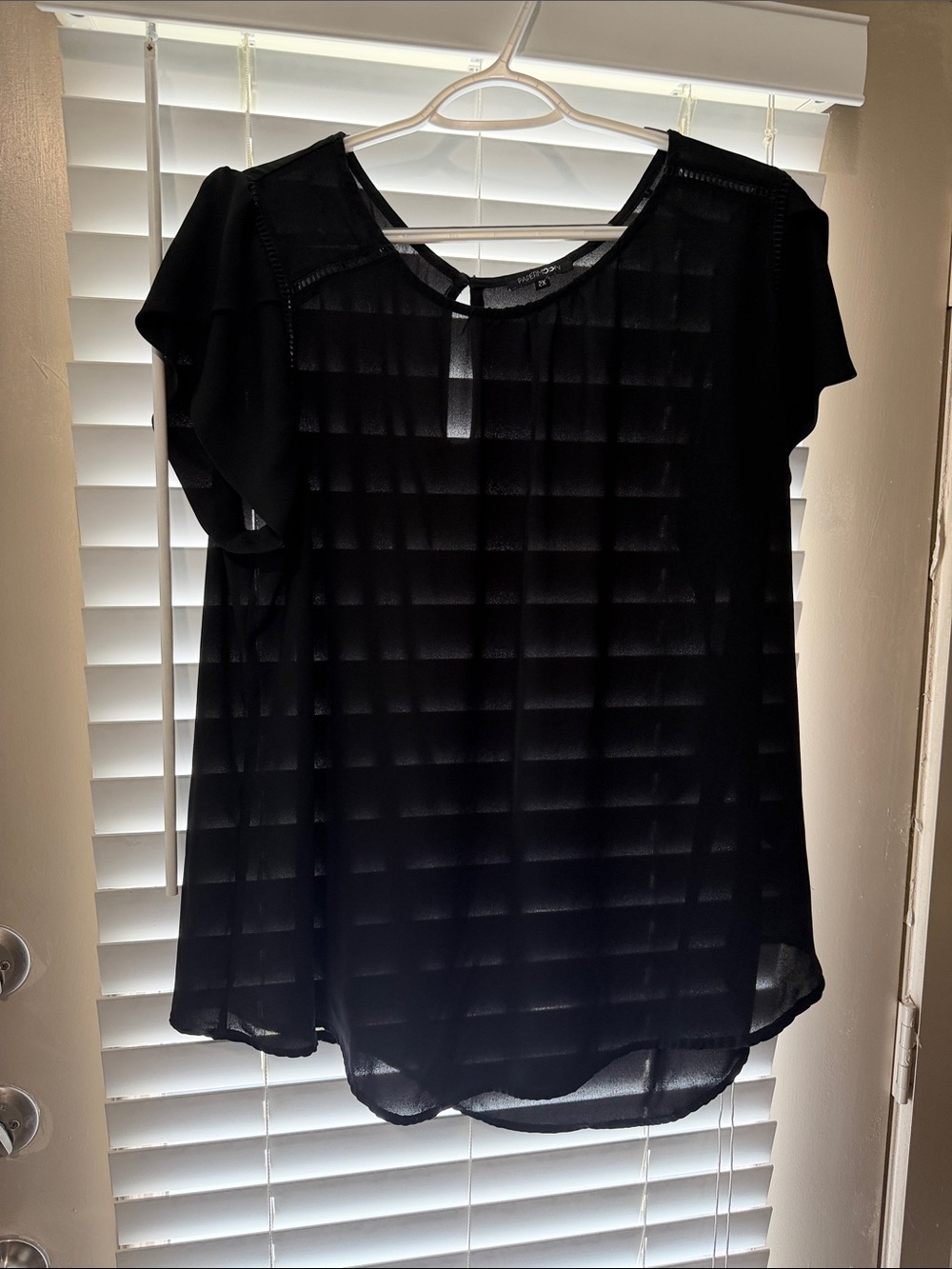 Papermoon Black Short-Sleeve Sheer Blouse